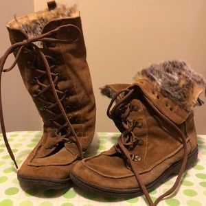 Sam Edelman Size 9 Brown Suede Fur Lined Boots